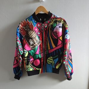 Rainbow Cat Flames Picasso Jacket Japanese